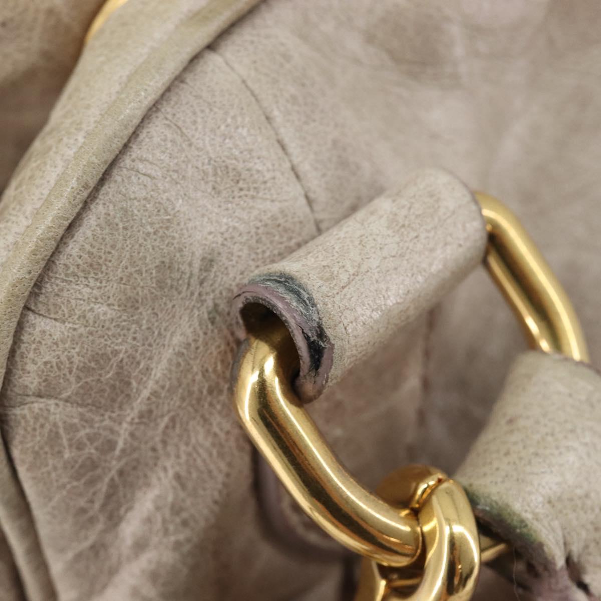 Miu Miu Hand Bag Leather 2way Beige Gold Auth am12892A