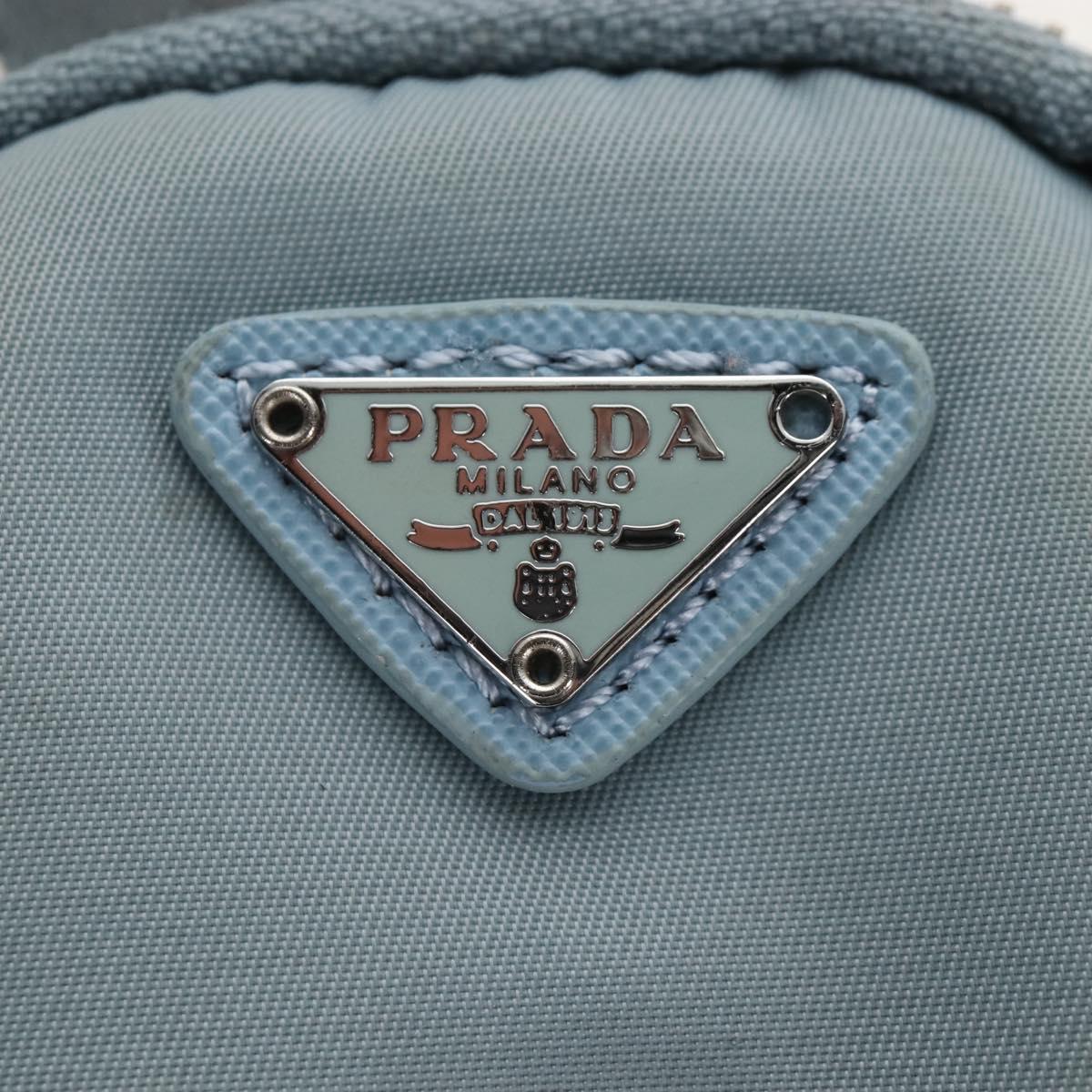 PRADA Hand Bag Nylon 2way Light Blue Silver Auth am12895A