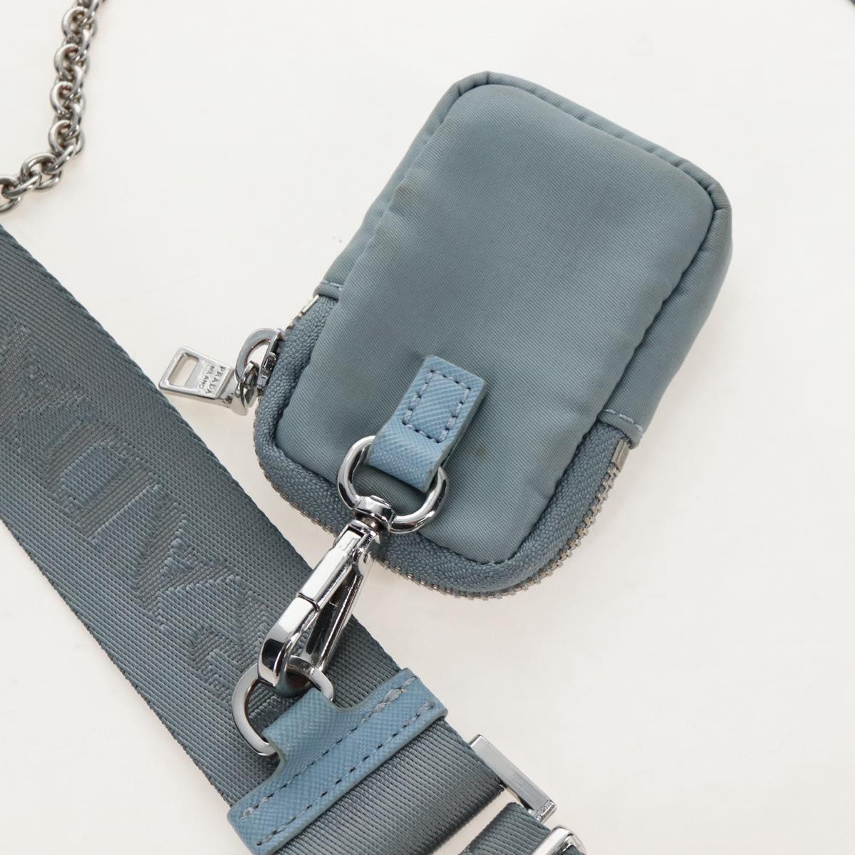 PRADA Hand Bag Nylon 2way Light Blue Silver Auth am12895A