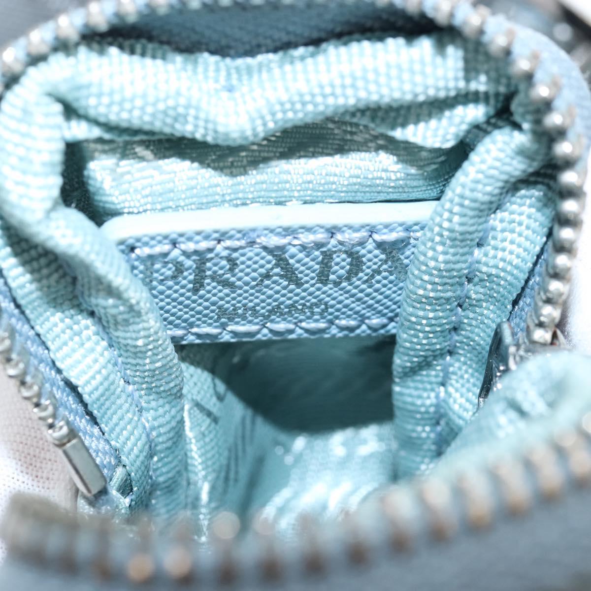 PRADA Hand Bag Nylon 2way Light Blue Silver Auth am12895A