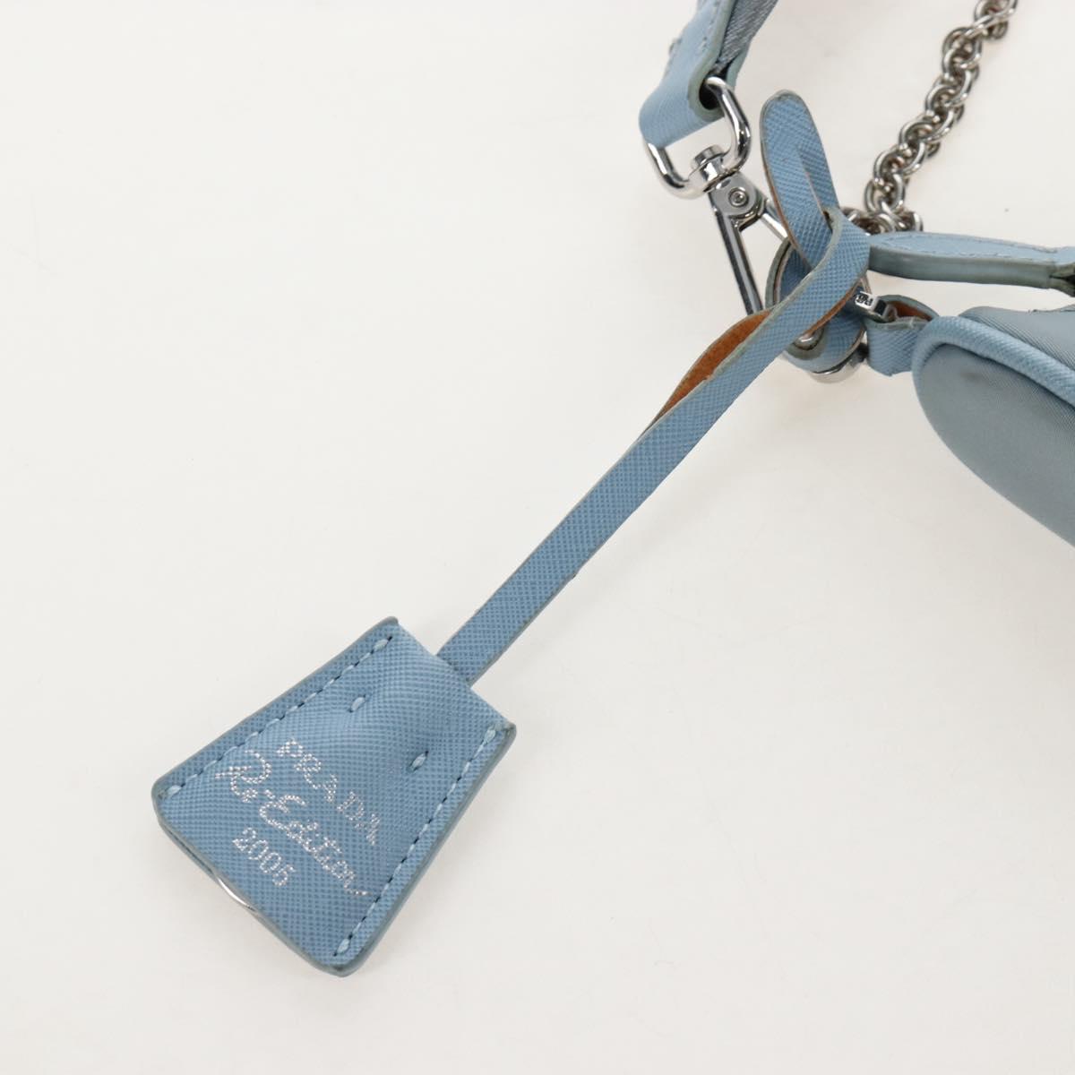 PRADA Hand Bag Nylon 2way Light Blue Silver Auth am12895A