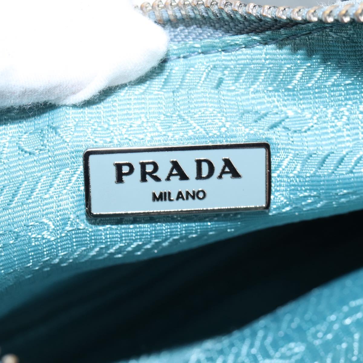 PRADA Hand Bag Nylon 2way Light Blue Silver Auth am12895A