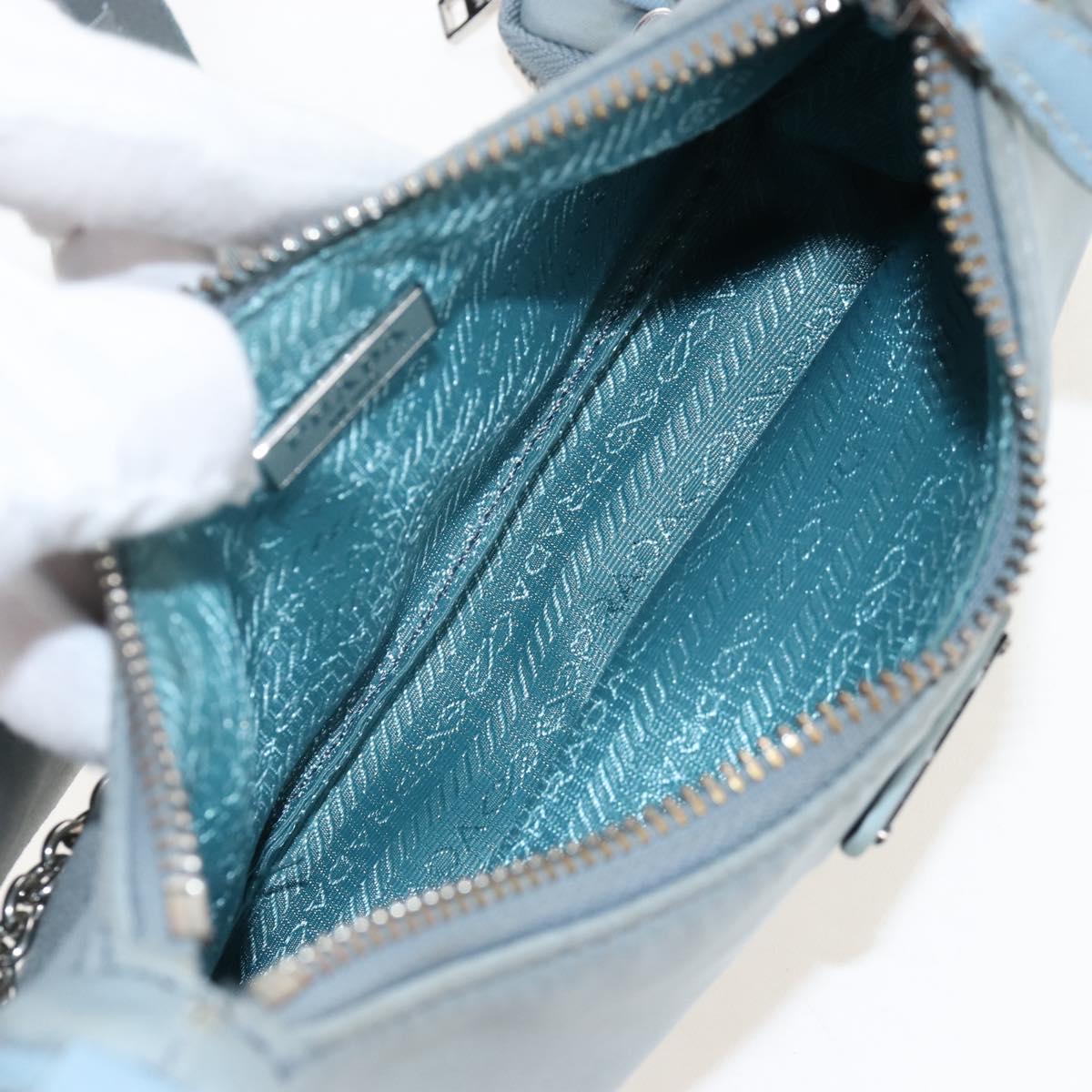 PRADA Hand Bag Nylon 2way Light Blue Silver Auth am12895A