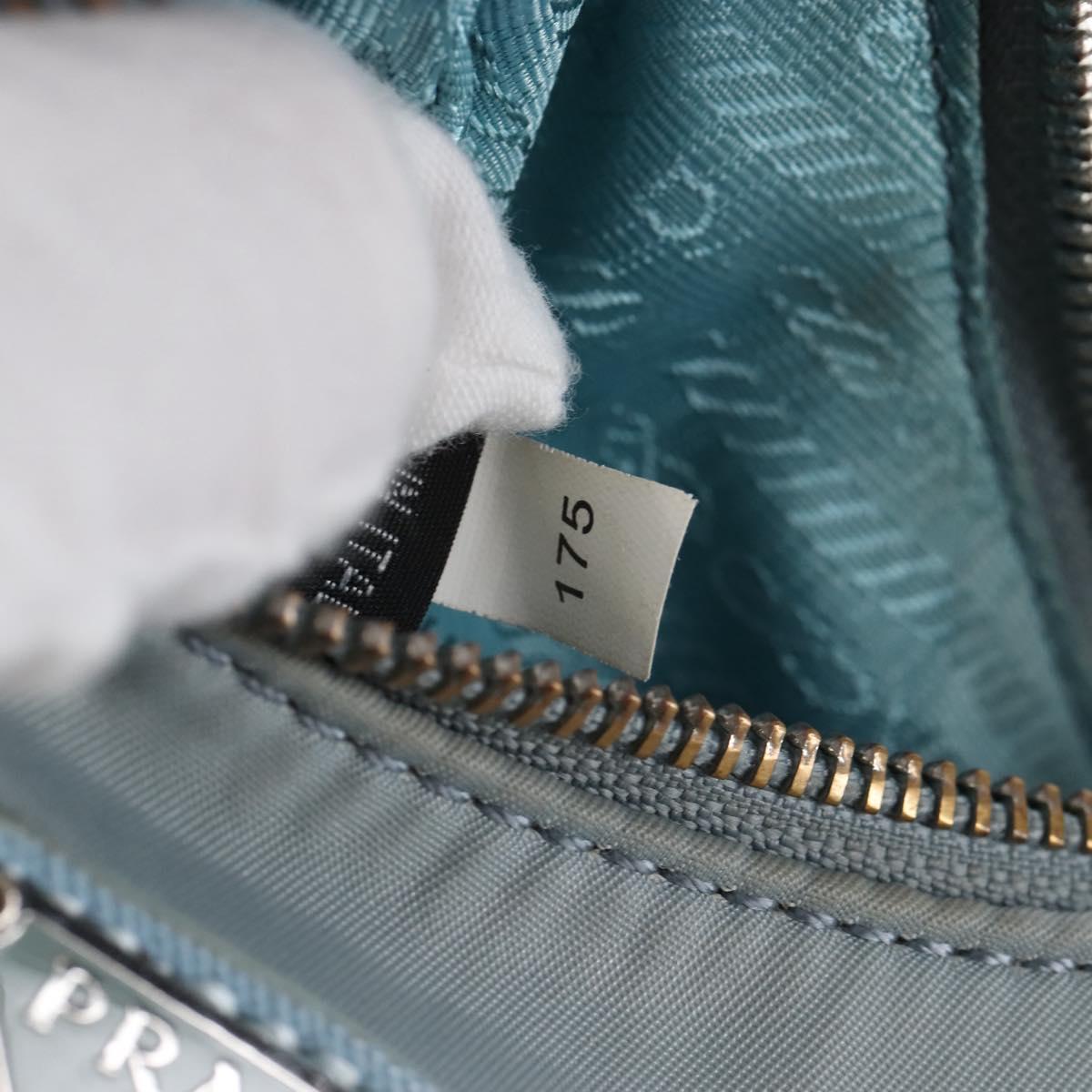 PRADA Hand Bag Nylon 2way Light Blue Silver Auth am12895A