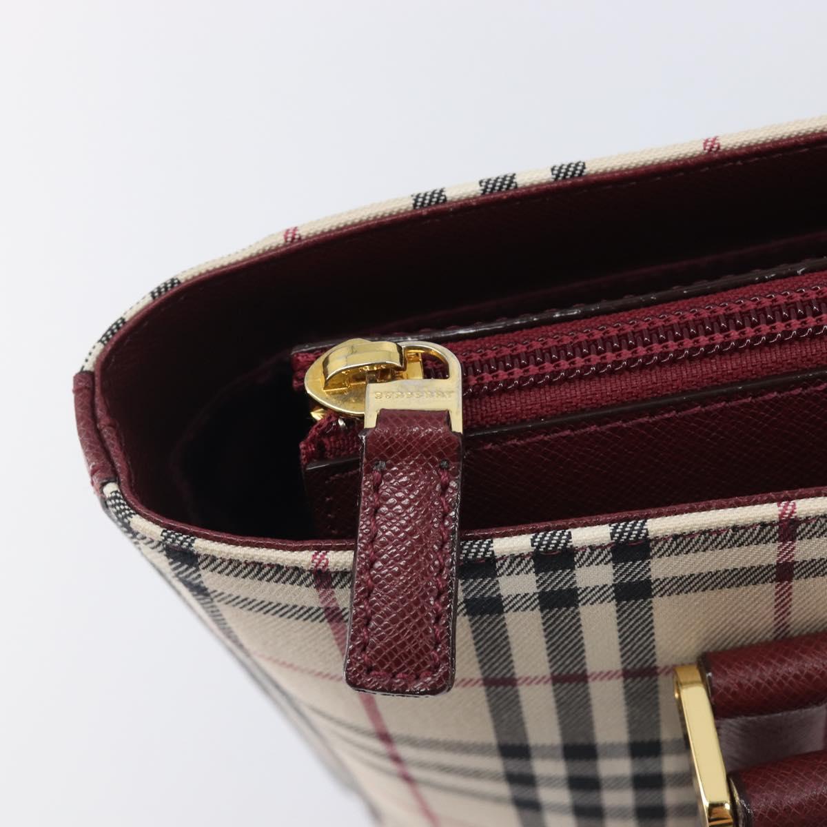 BURBERRY Nova Check Tote Bag Canvas Beige Gold Auth am12898V