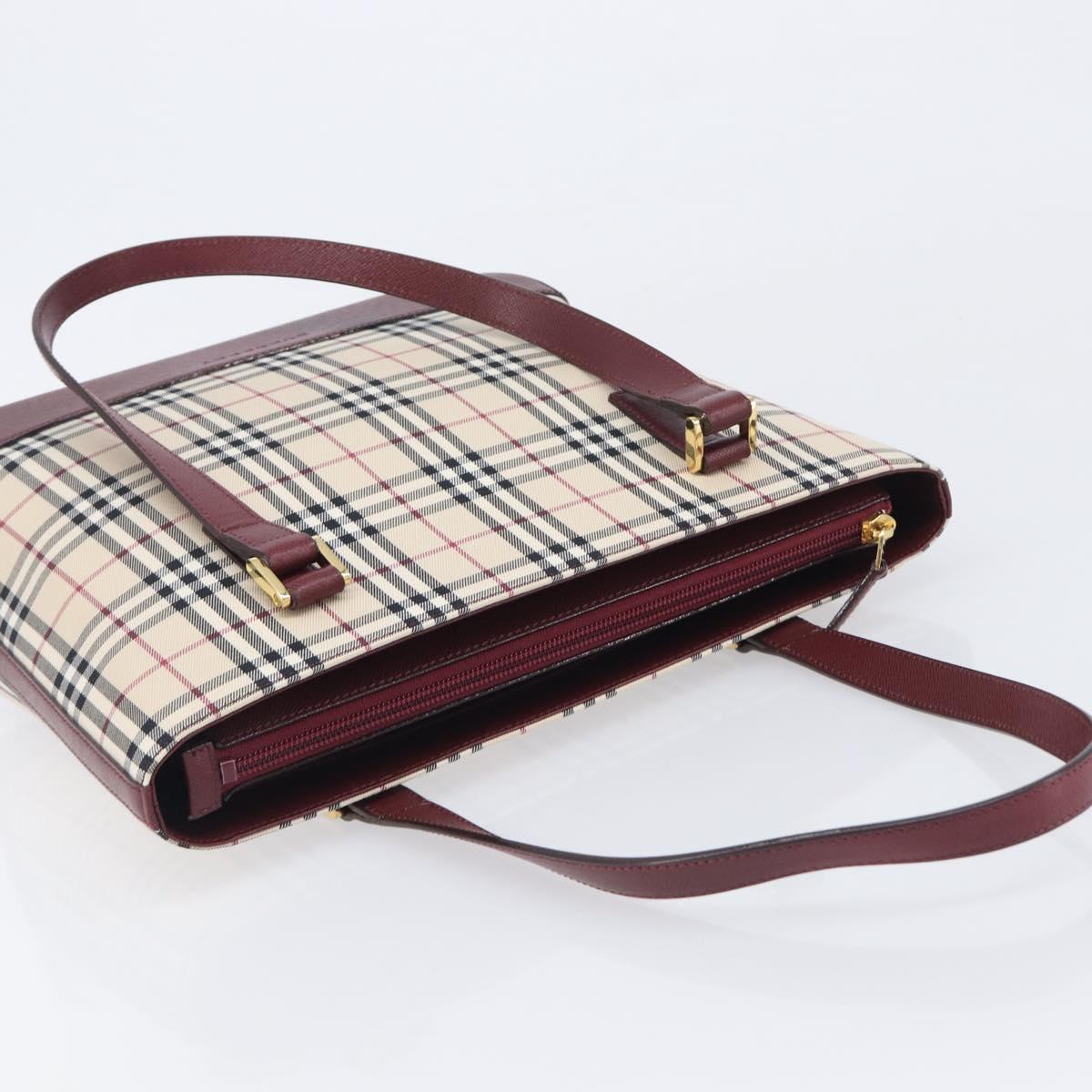 BURBERRY Nova Check Tote Bag Canvas Beige Gold Auth am12898V