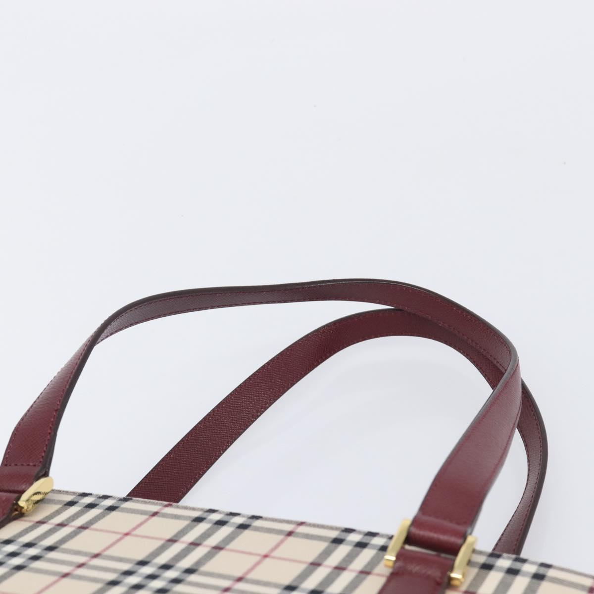 BURBERRY Nova Check Tote Bag Canvas Beige Gold Auth am12898V