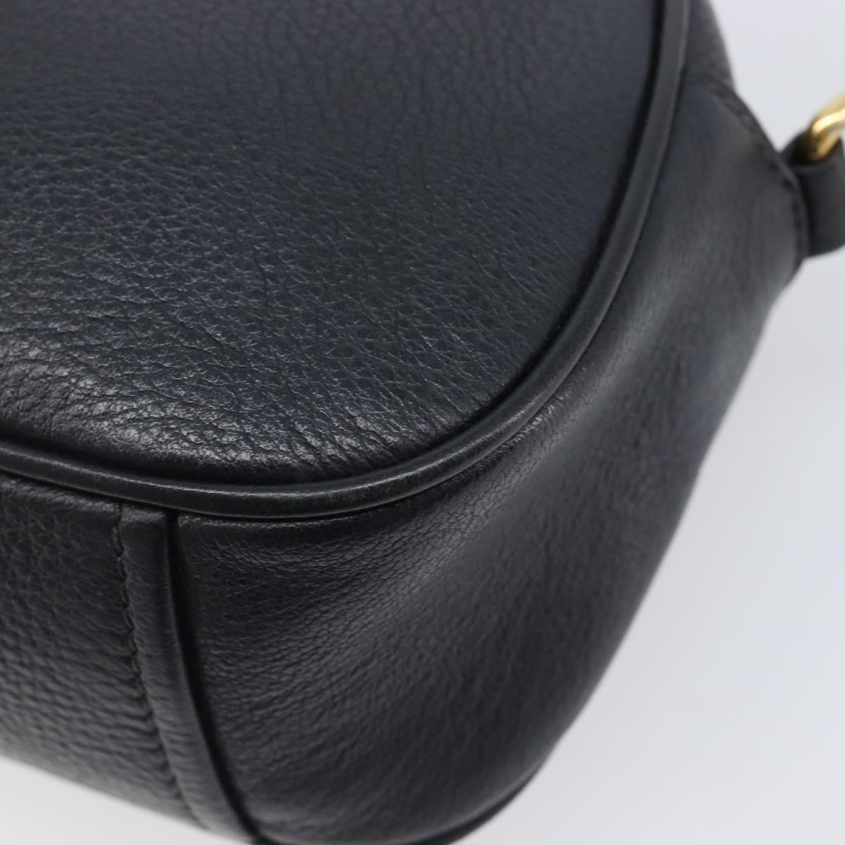PRADA Shoulder Bag Leather Black Gold Auth am12900A