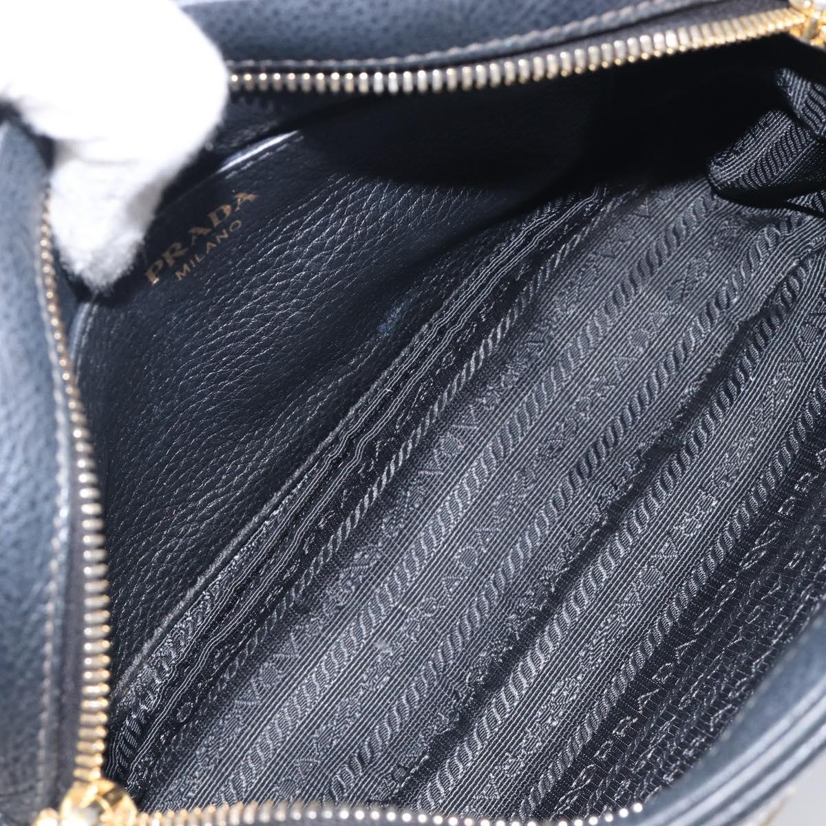 PRADA Shoulder Bag Leather Black Gold Auth am12900A