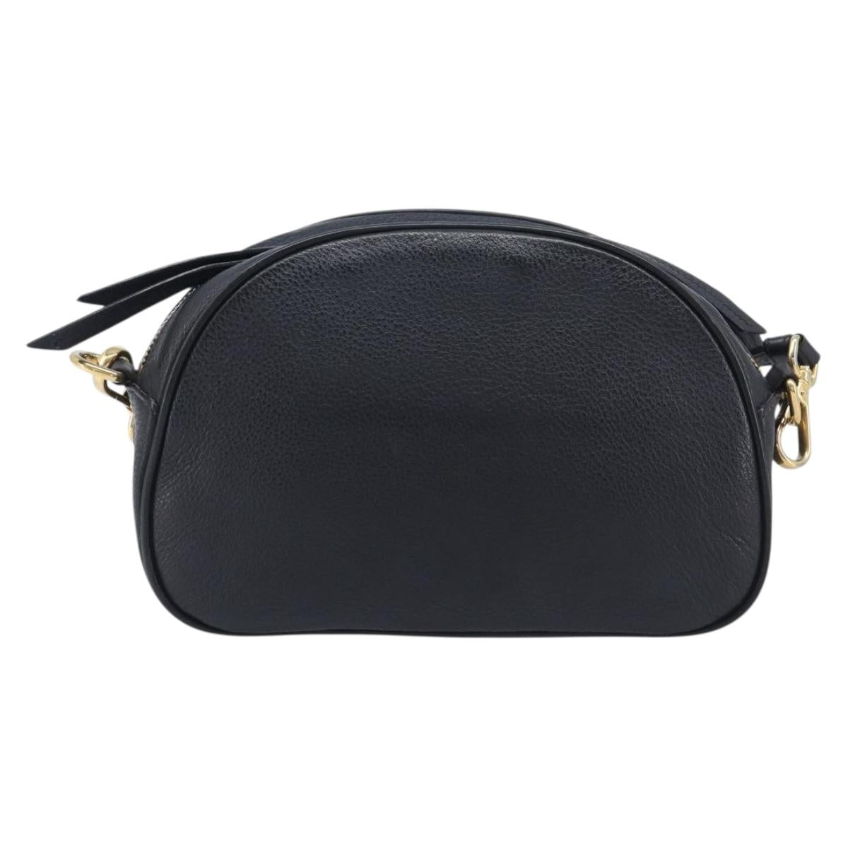 PRADA Shoulder Bag Leather Black Gold Auth am12900A