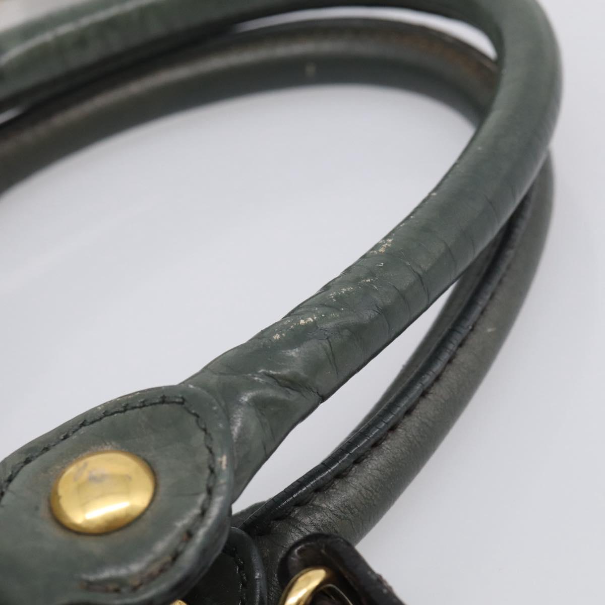 Miu Miu Side Ribbon Hand Bag Leather 2way Khaki Gold Auth am12901A