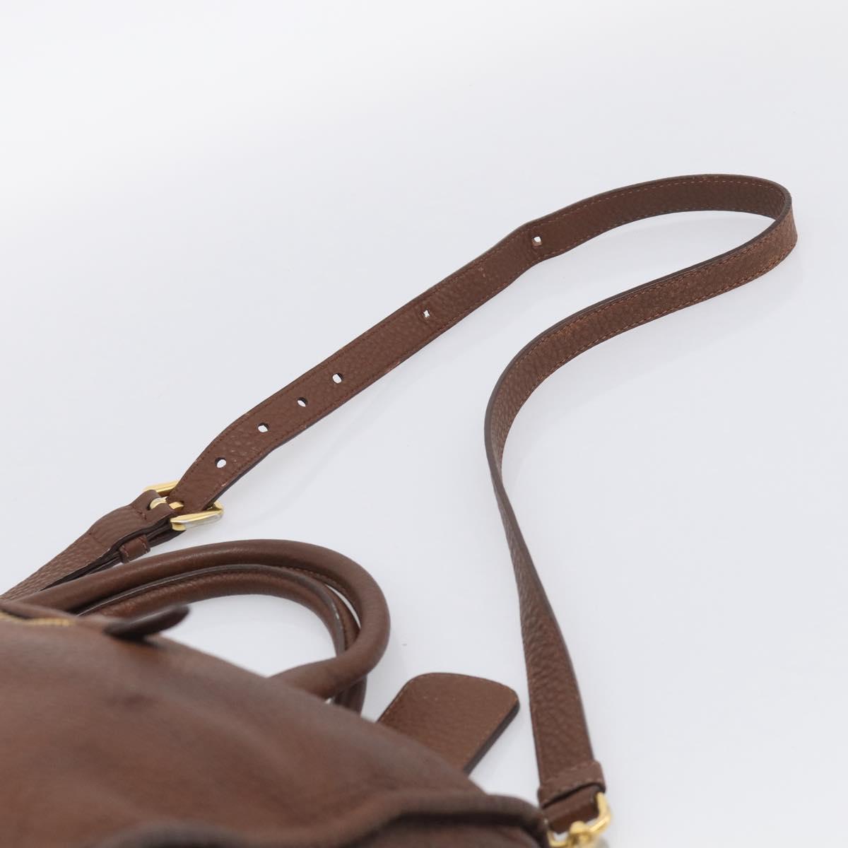 PRADA Hand Bag Taurillon Clemence Leather 2way Black Gold Auth am12903A