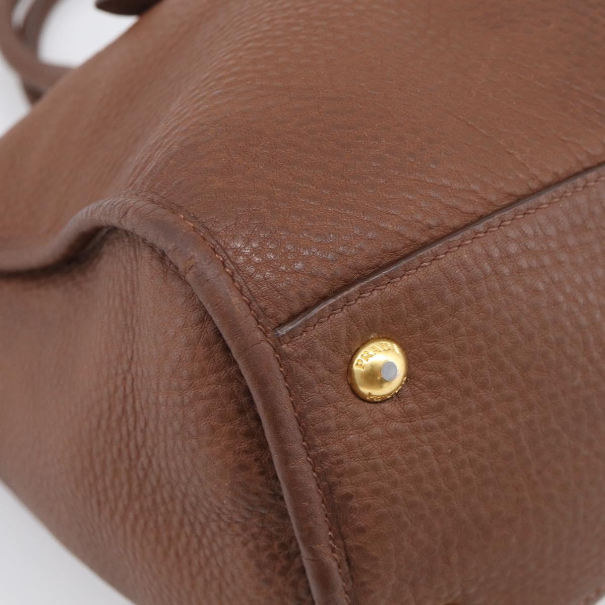 PRADA Hand Bag Taurillon Clemence Leather 2way Black Gold Auth am12903A