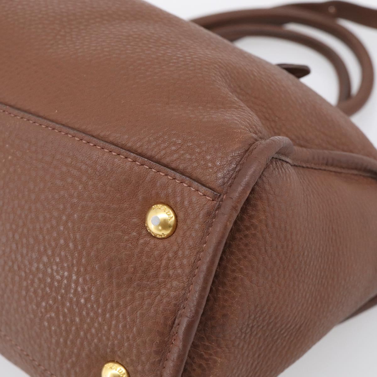 PRADA Hand Bag Taurillon Clemence Leather 2way Black Gold Auth am12903A