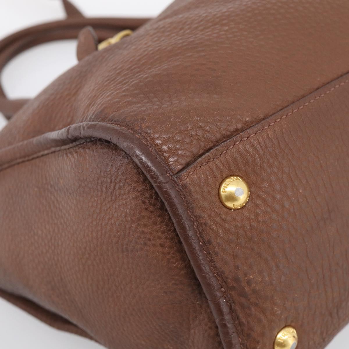 PRADA Hand Bag Taurillon Clemence Leather 2way Black Gold Auth am12903A