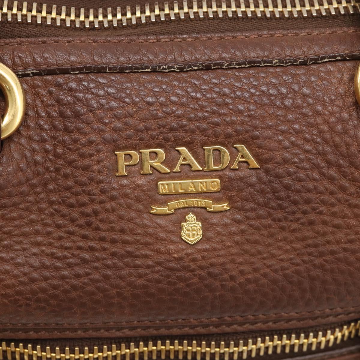 PRADA Hand Bag Taurillon Clemence Leather 2way Black Gold Auth am12903A