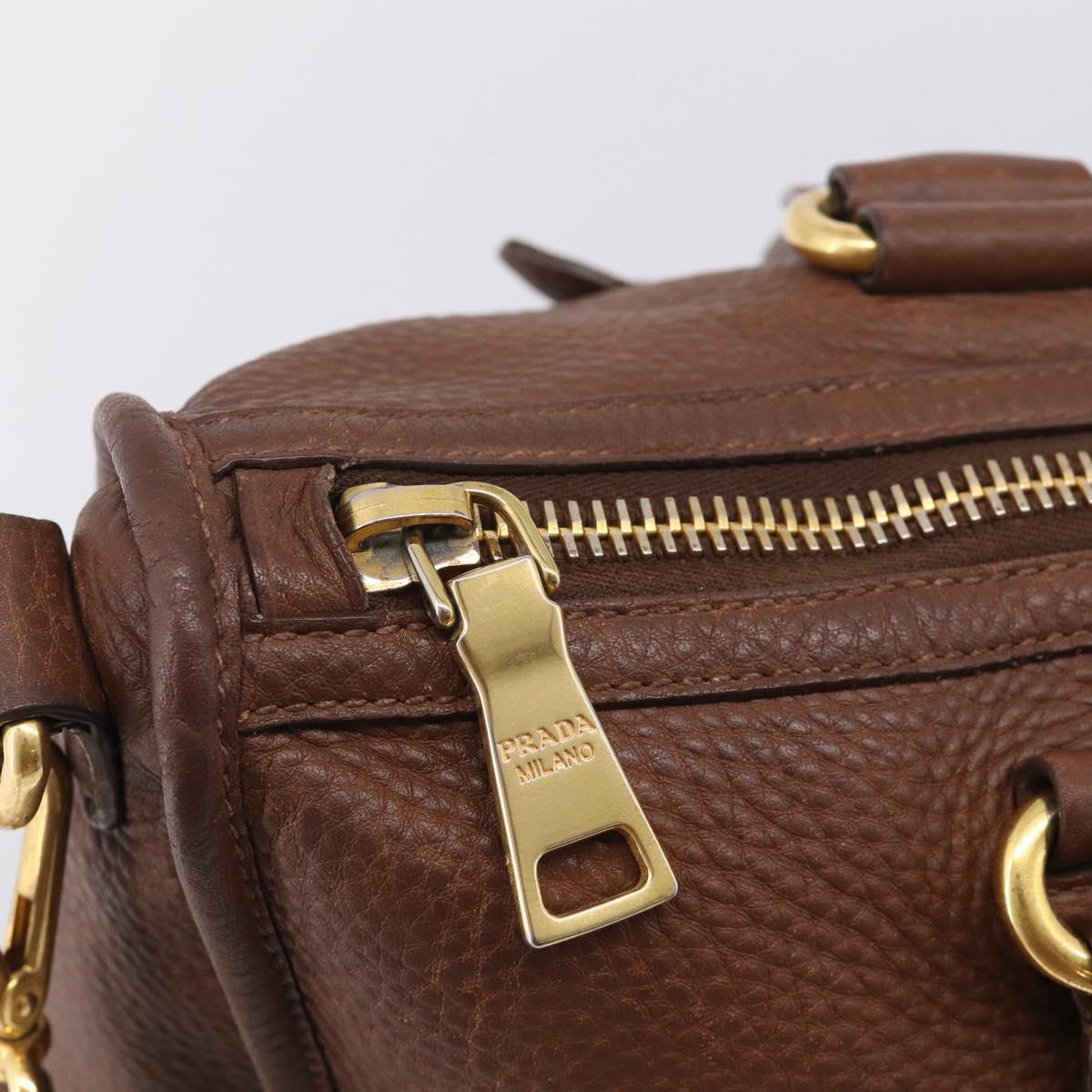 PRADA Hand Bag Taurillon Clemence Leather 2way Black Gold Auth am12903A