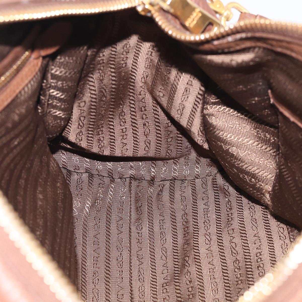 PRADA Hand Bag Taurillon Clemence Leather 2way Black Gold Auth am12903A