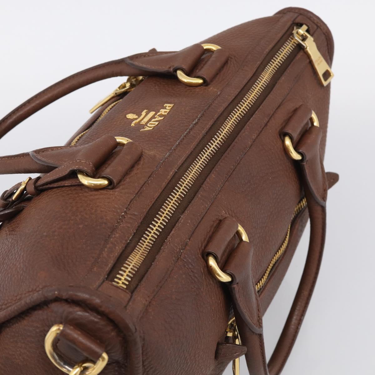PRADA Hand Bag Taurillon Clemence Leather 2way Black Gold Auth am12903A