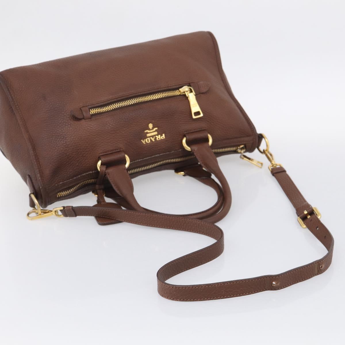 PRADA Hand Bag Taurillon Clemence Leather 2way Black Gold Auth am12903A
