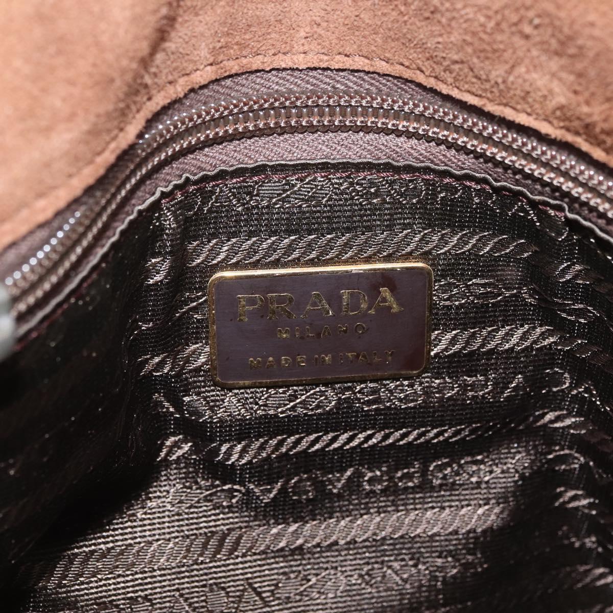 PRADA Chain Tote Bag Suede Brown Gold B4426 Auth am12904A