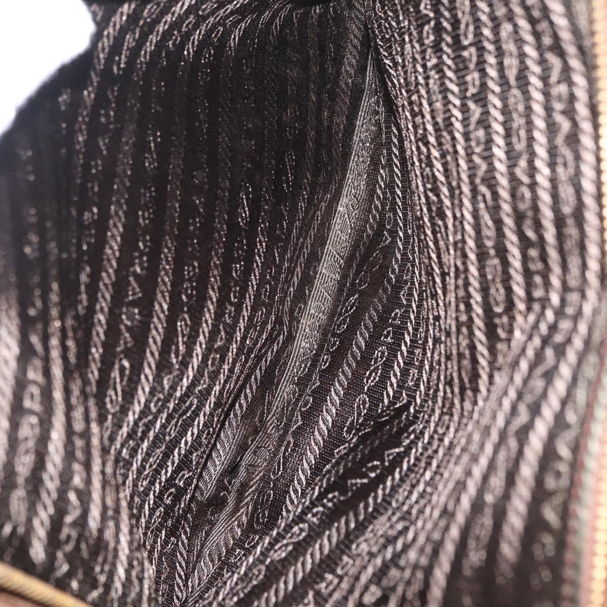 PRADA Chain Tote Bag Suede Brown Gold B4426 Auth am12904A