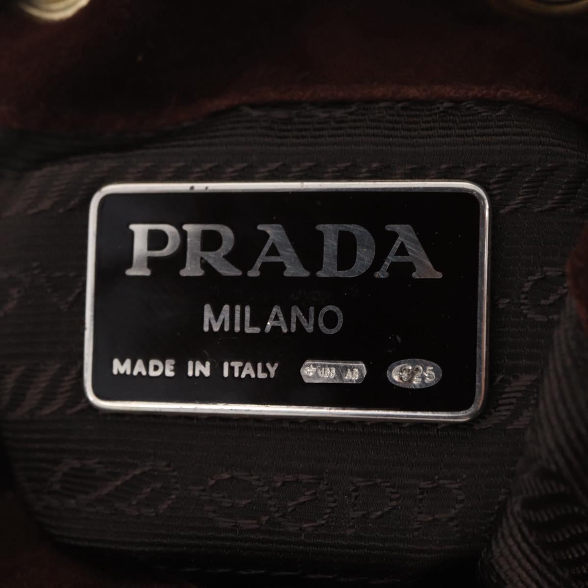 PRADA Chain Purse Shoulder Bag Suede Brown Gold B3645 Auth am12906V