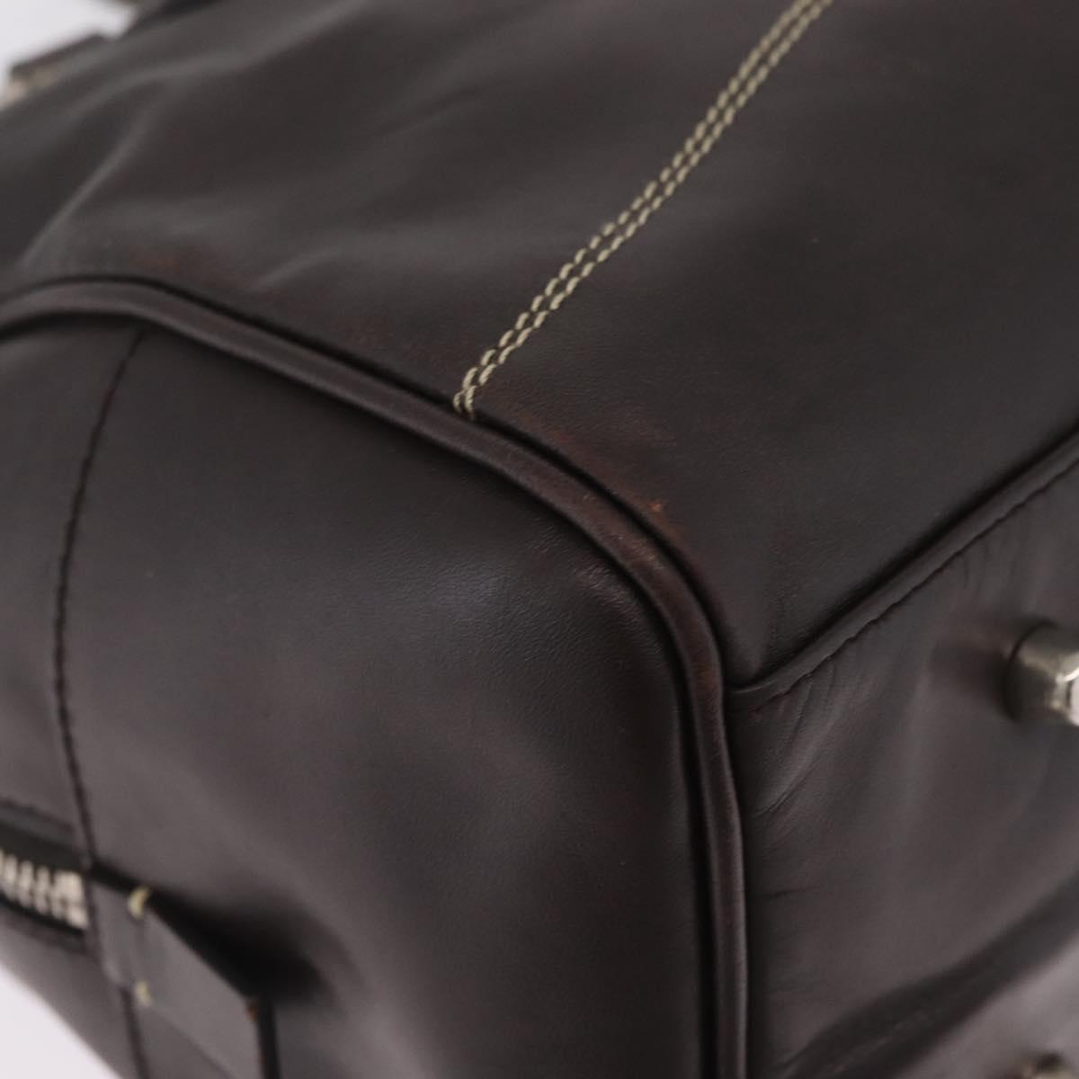 PRADA Mini Boston Bag Boston Bag Leather 2way Brown Silver B11075 Auth am12907A