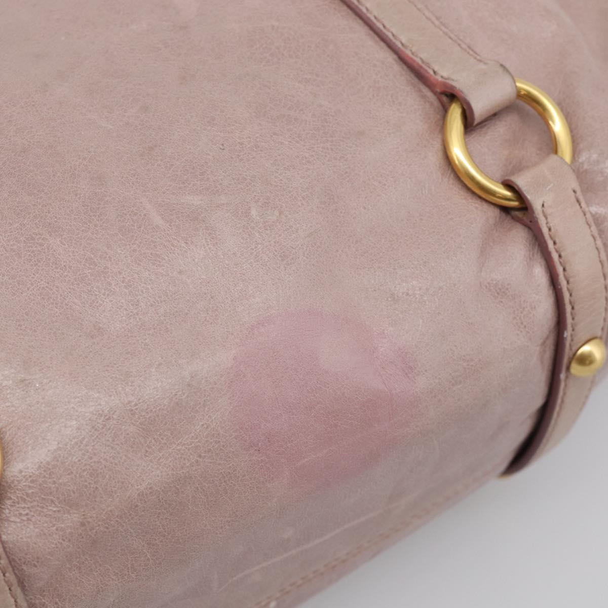 Miu Miu Side Ribbon Hand Bag Leather 2way Pink Gold Auth am12908V