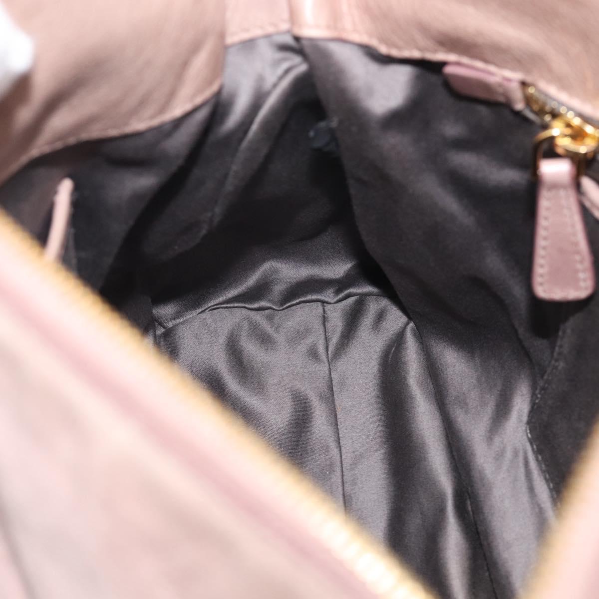 Miu Miu Side Ribbon Hand Bag Leather 2way Pink Gold Auth am12908V