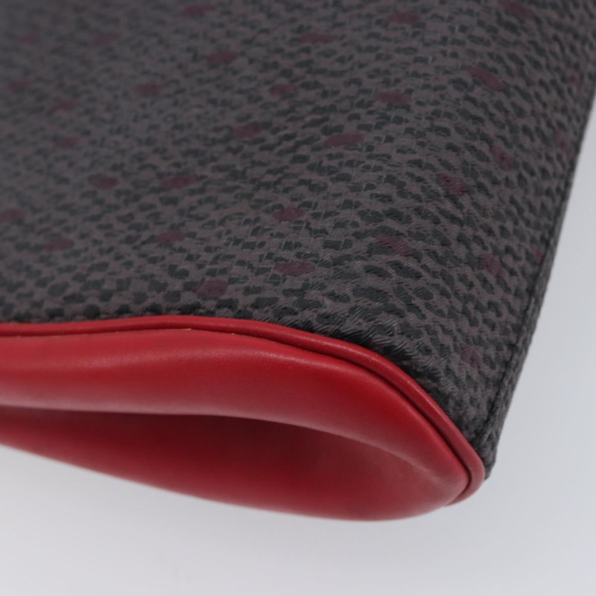 Saint Laurent Clutch Bag Leather Canvas Red Gray gold Auth am12909A