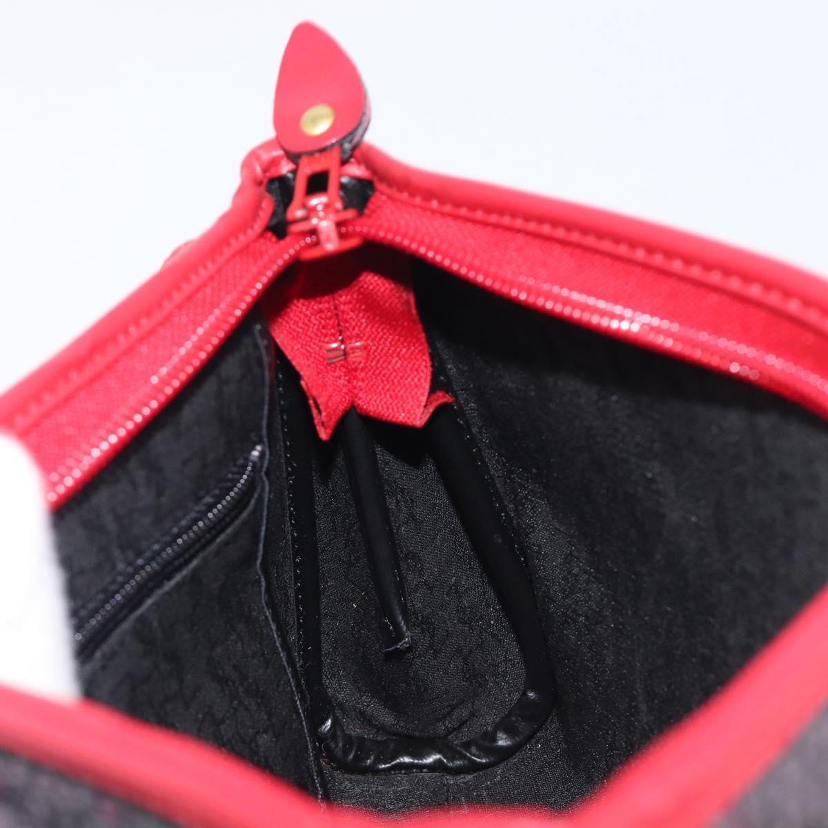 Saint Laurent Clutch Bag Leather Canvas Red Gray gold Auth am12909A