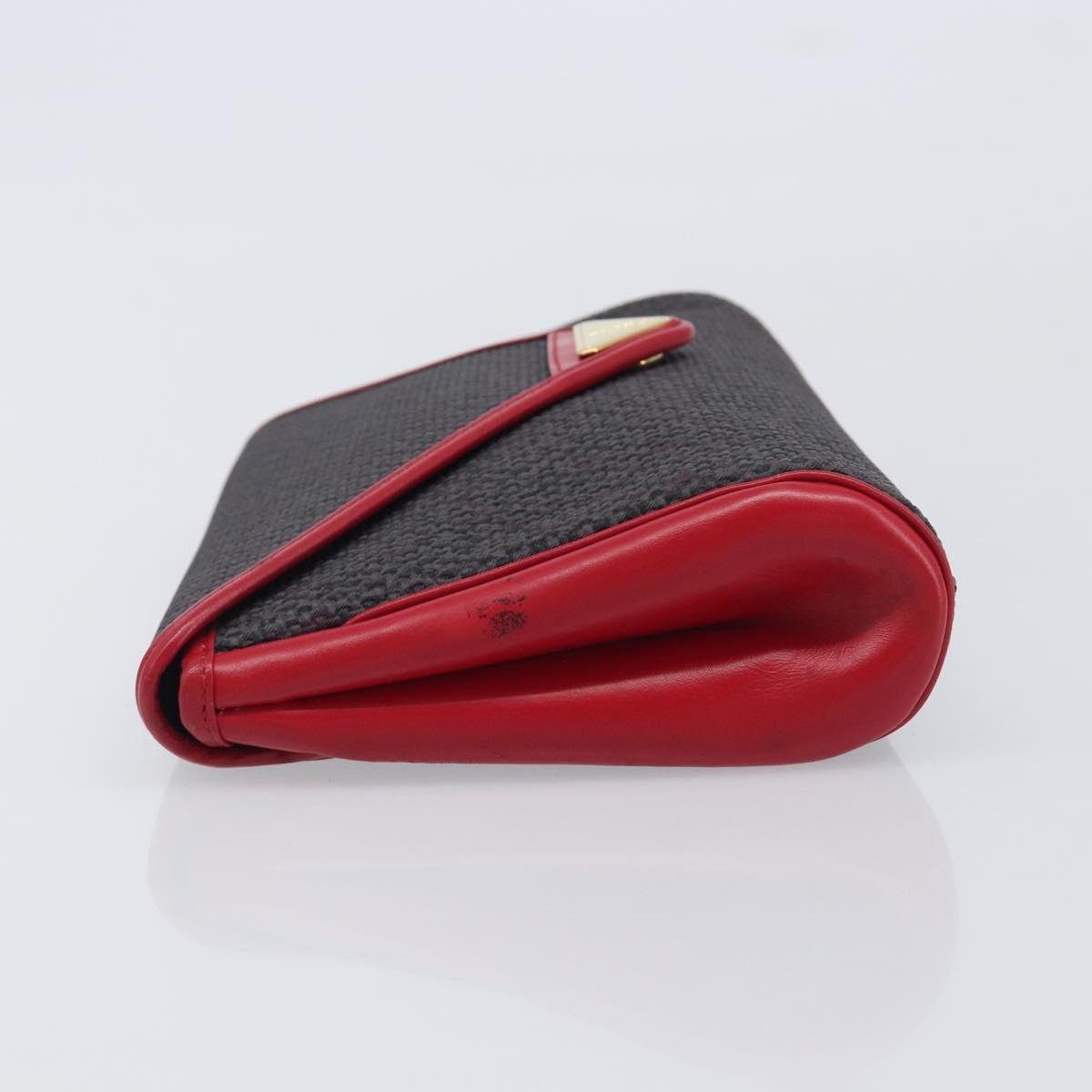 Saint Laurent Clutch Bag Leather Canvas Red Gray gold Auth am12909A