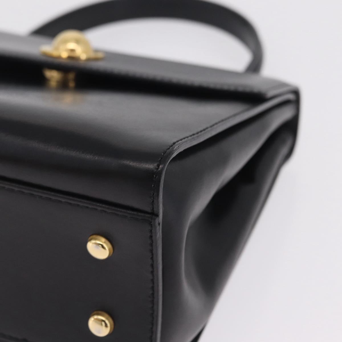 CELINE Star Ball Hand Bag Leather Black Gold Auth am12910V