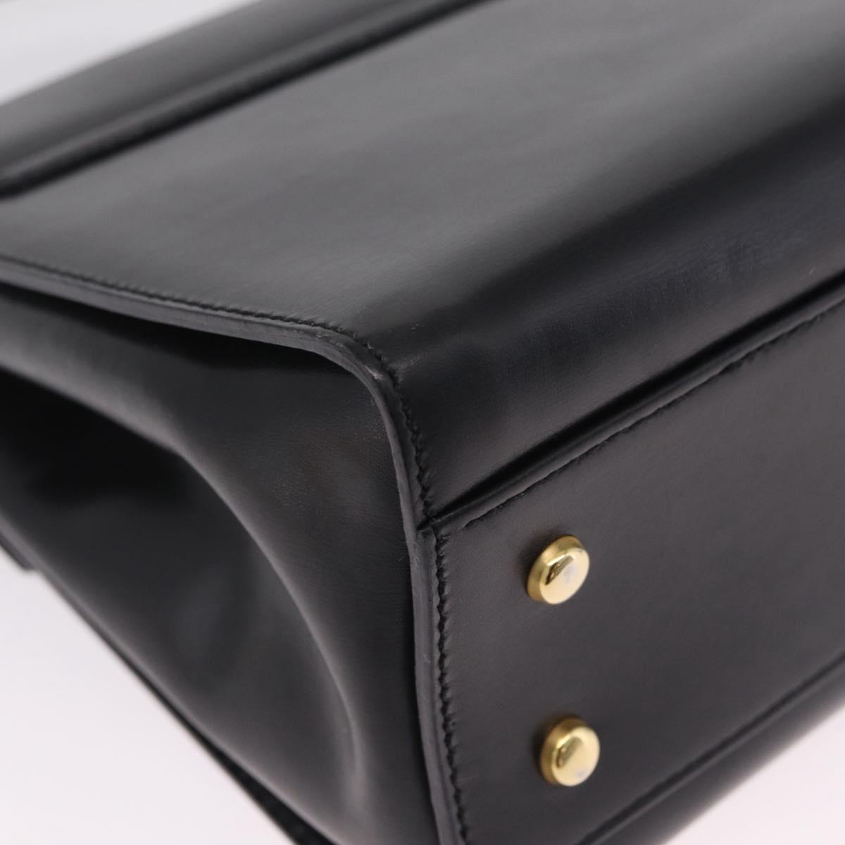 CELINE Star Ball Hand Bag Leather Black Gold Auth am12910V