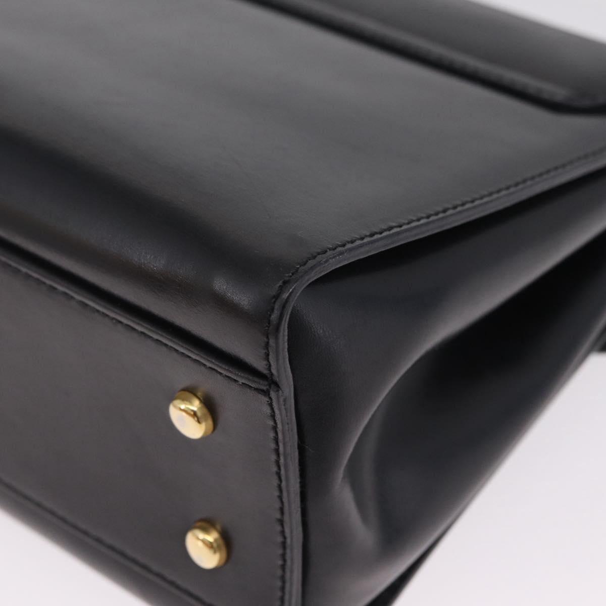 CELINE Star Ball Hand Bag Leather Black Gold Auth am12910V