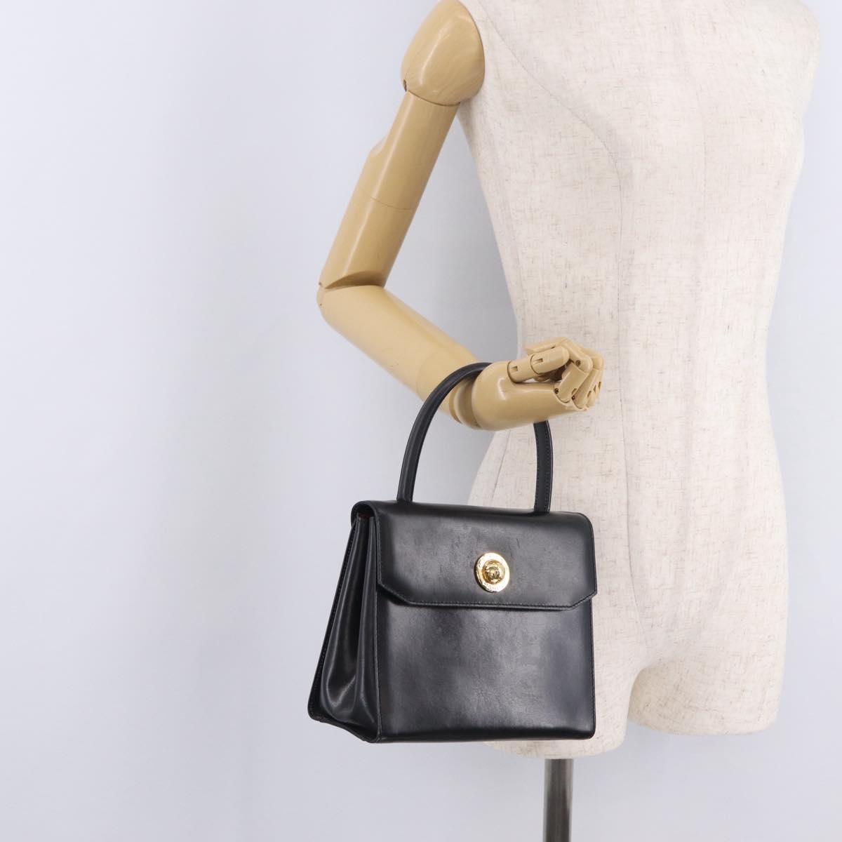 CELINE Star Ball Hand Bag Leather Black Gold Auth am12910V