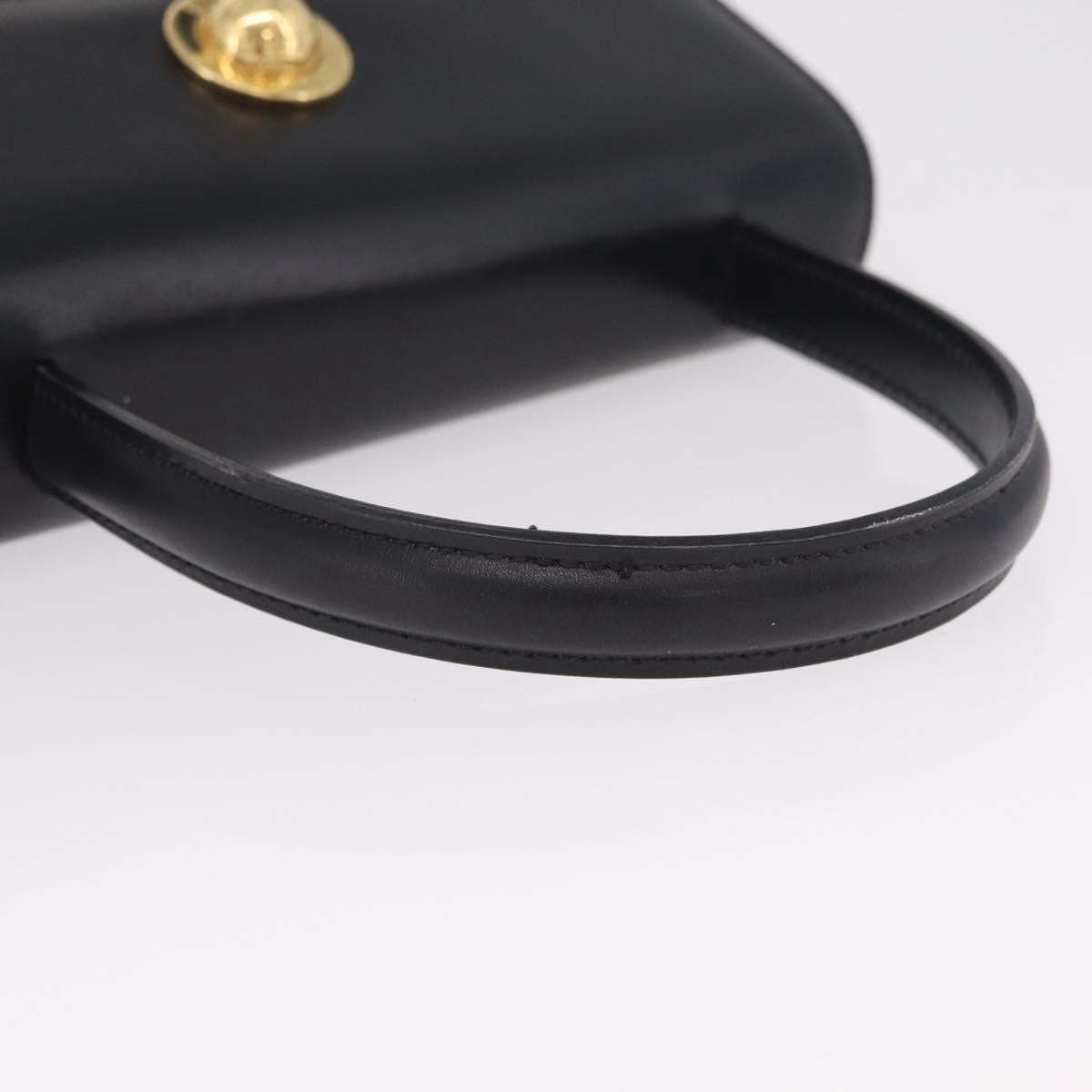 CELINE Star Ball Hand Bag Leather Black Gold Auth am12910V
