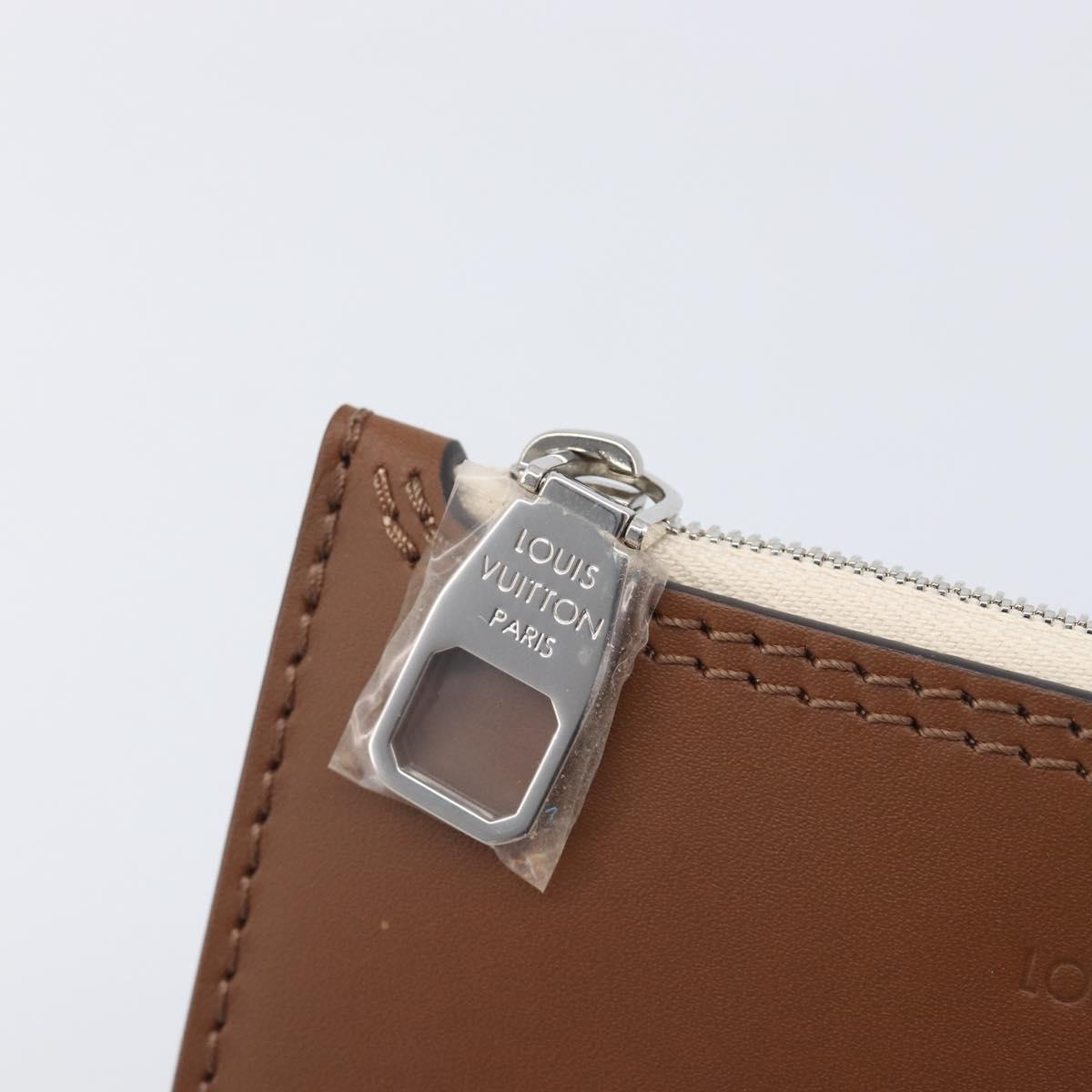 LOUIS VUITTON Mahina PM Pouch Leather Brown LV Auth am12934V