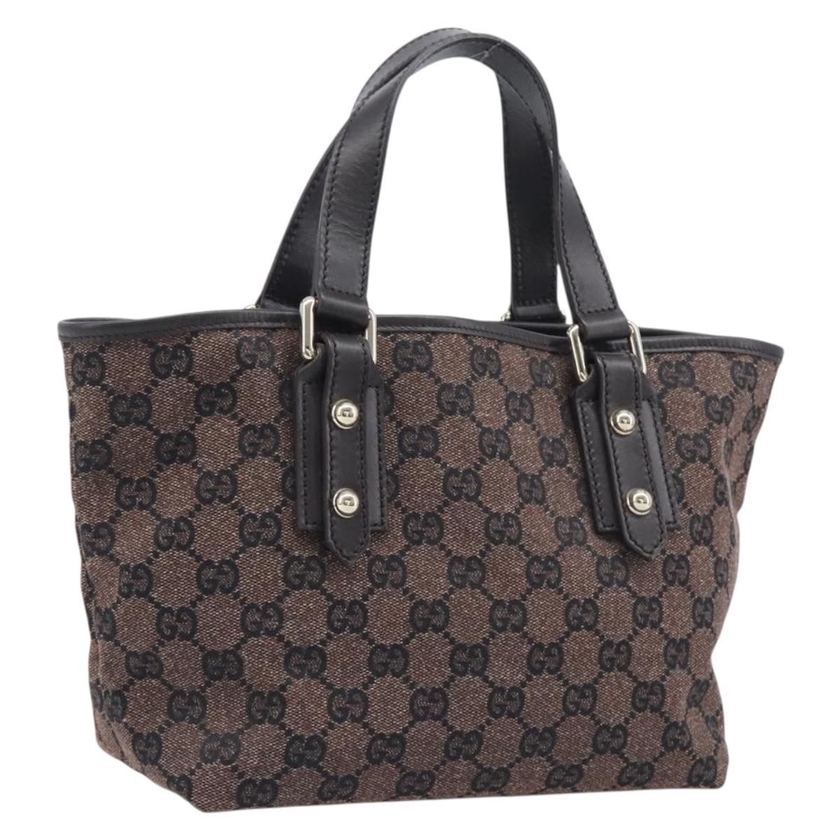 GUCCI GG Canvas Hand Bag Gold Brown 257249 Auth am12939V