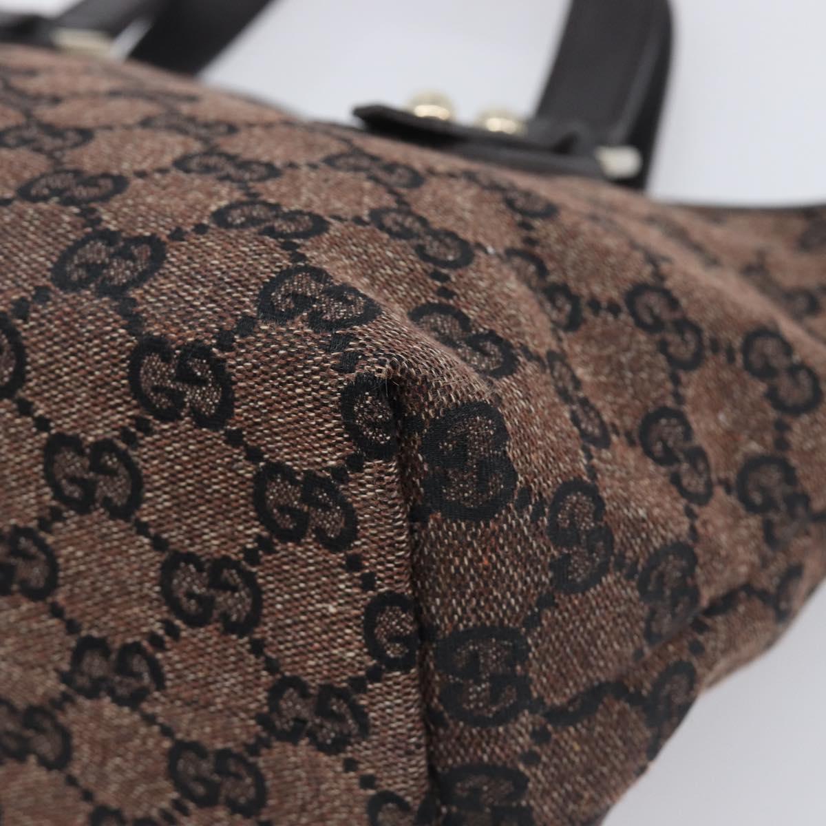 GUCCI GG Canvas Hand Bag Gold Brown 257249 Auth am12939V