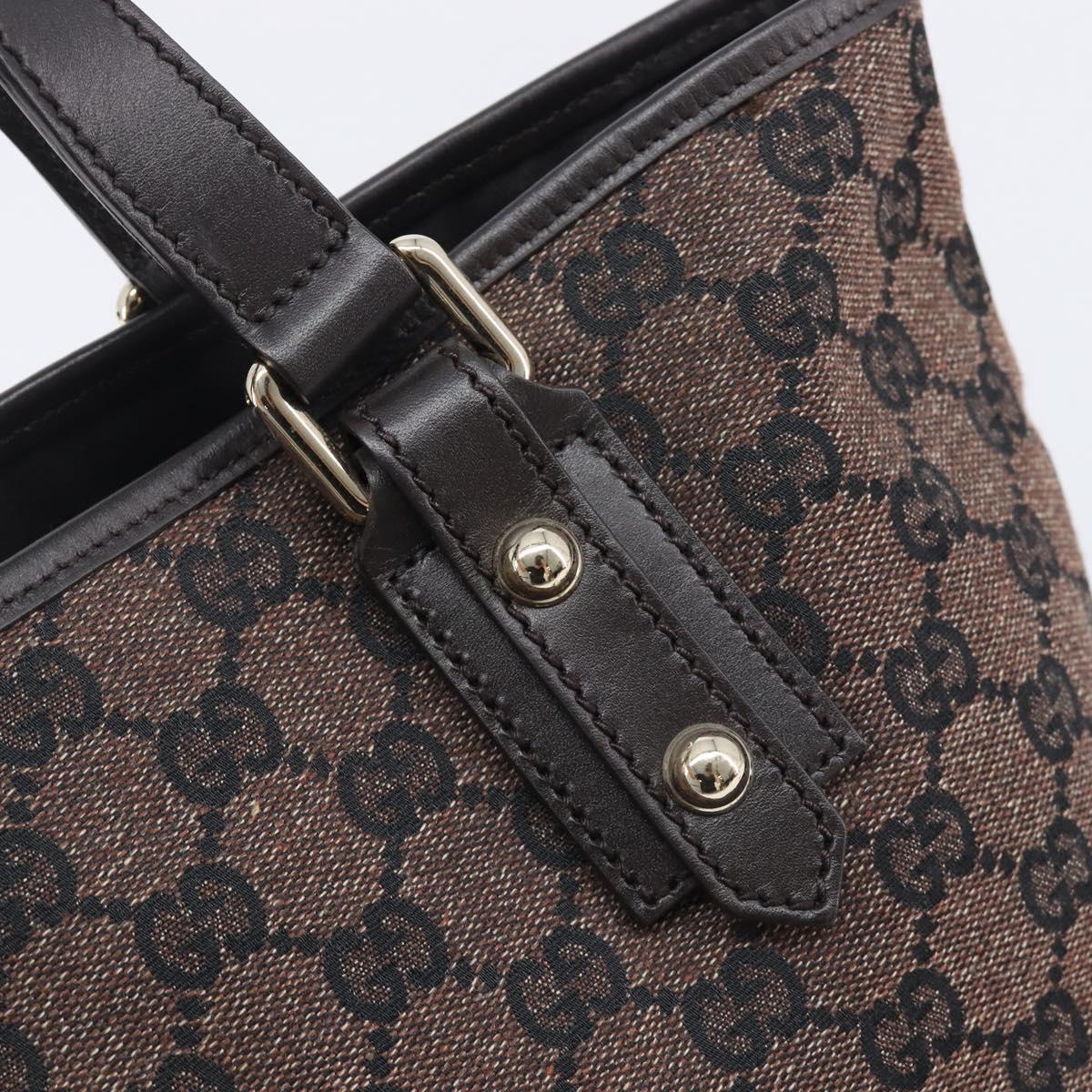 GUCCI GG Canvas Hand Bag Gold Brown 257249 Auth am12939V