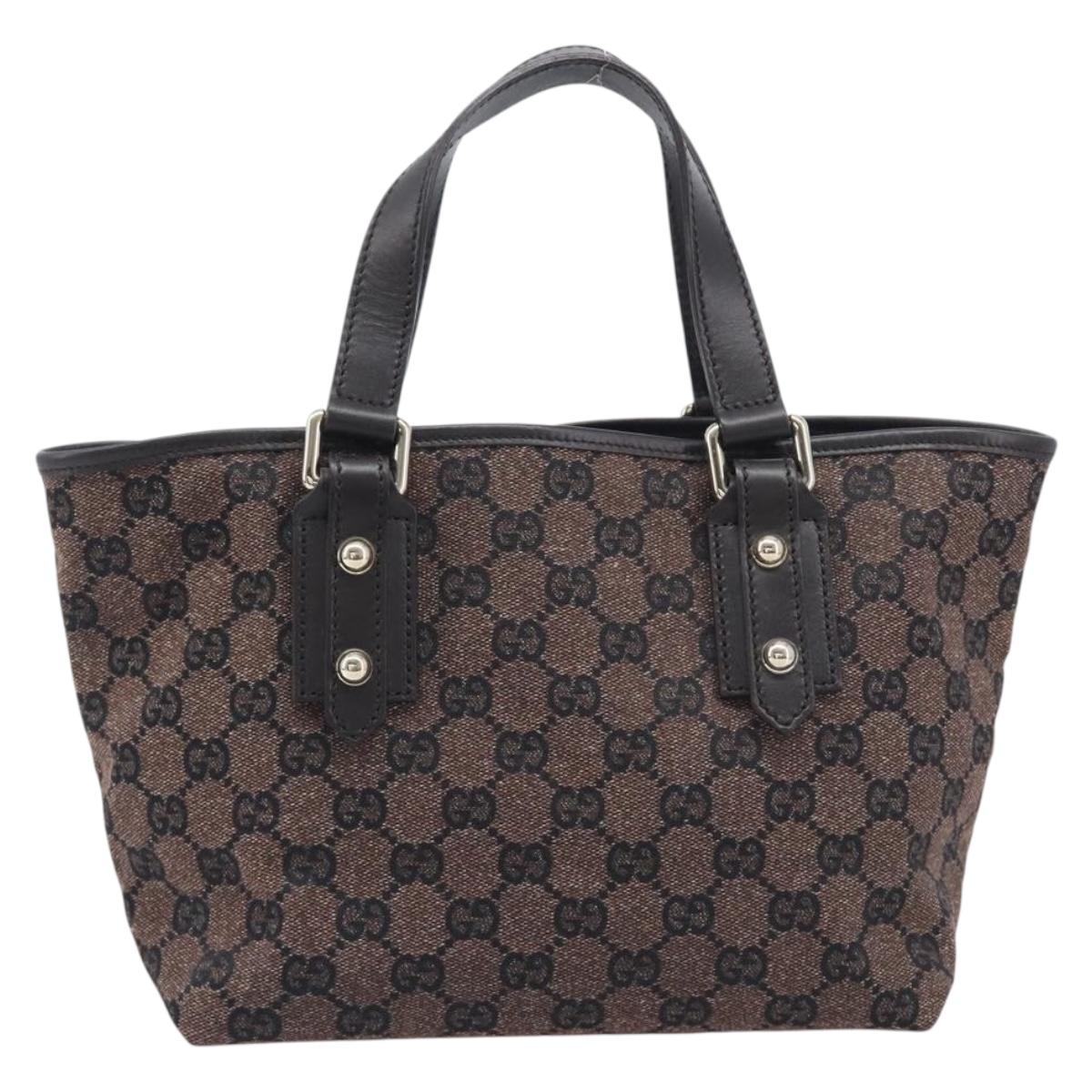 GUCCI GG Canvas Hand Bag Gold Brown 257249 Auth am12939V