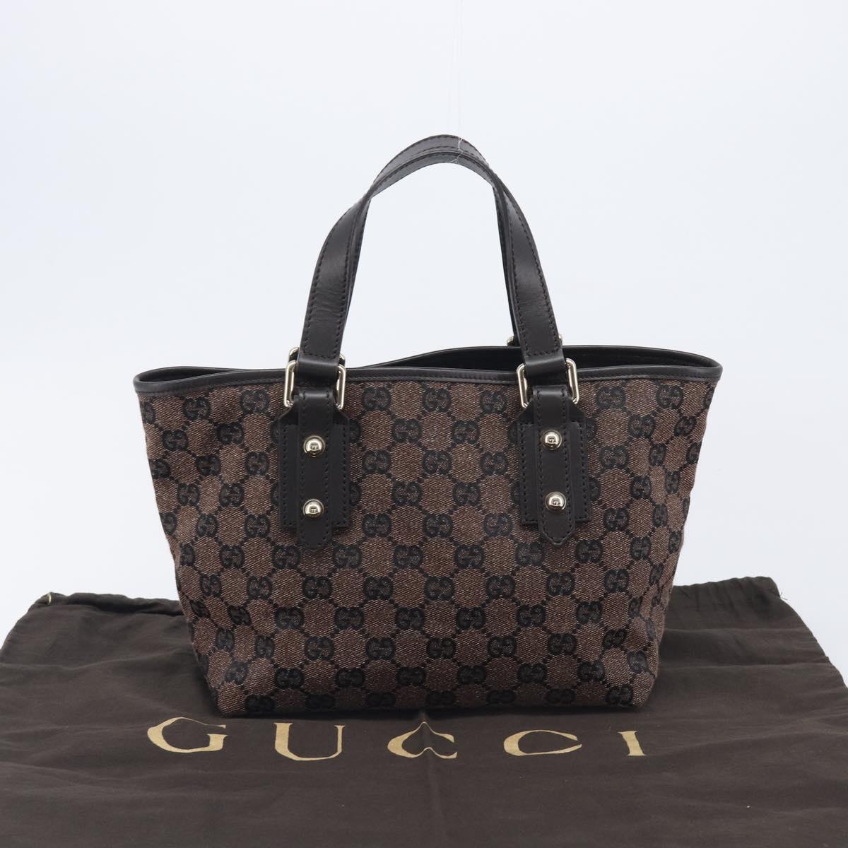 GUCCI GG Canvas Hand Bag Gold Brown 257249 Auth am12939V
