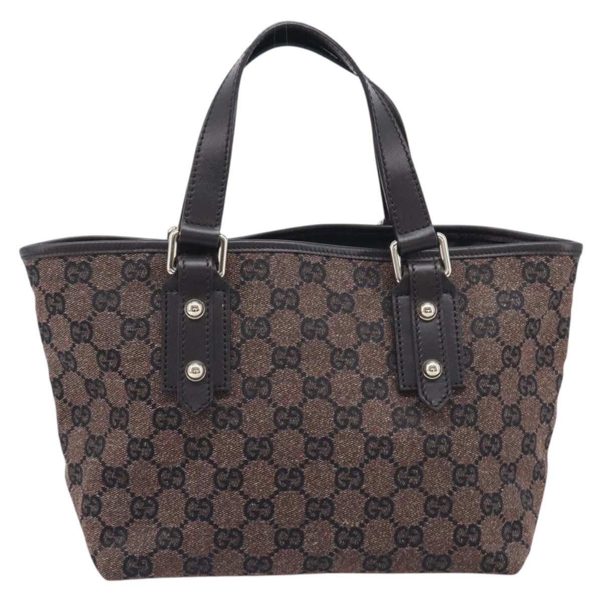 GUCCI GG Canvas Hand Bag Gold Brown 257249 Auth am12939V