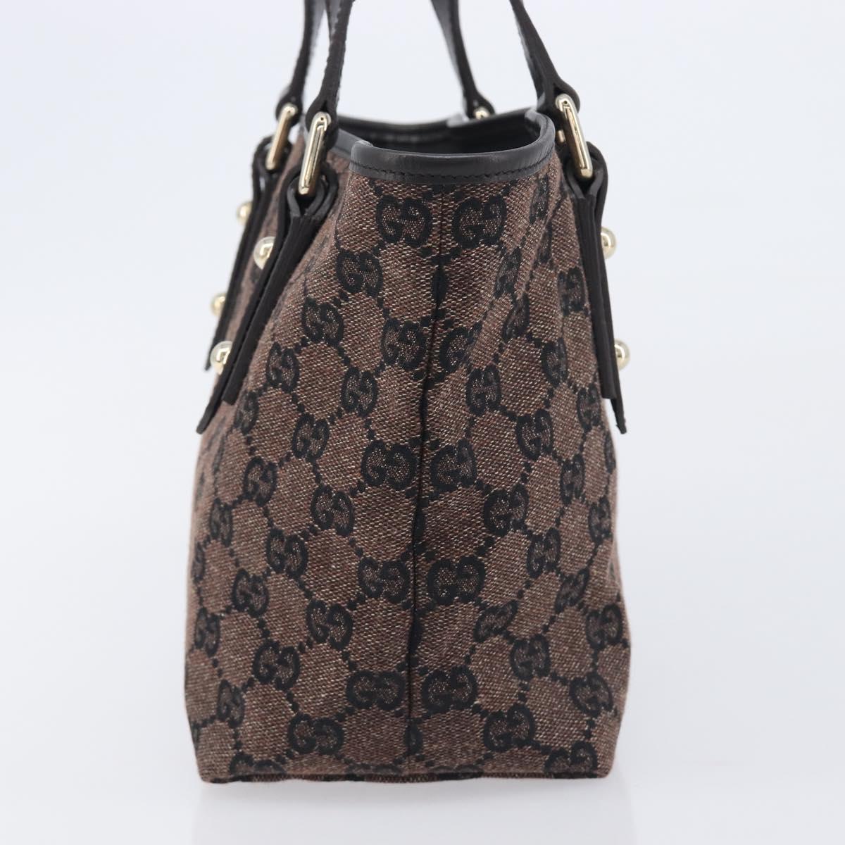 GUCCI GG Canvas Hand Bag Gold Brown 257249 Auth am12939V