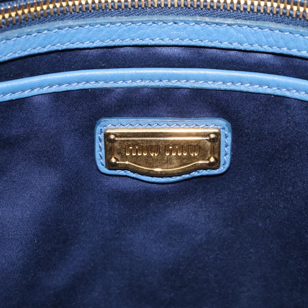 Miu Miu Tote Bag Leather Blue Gold Auth am12943V