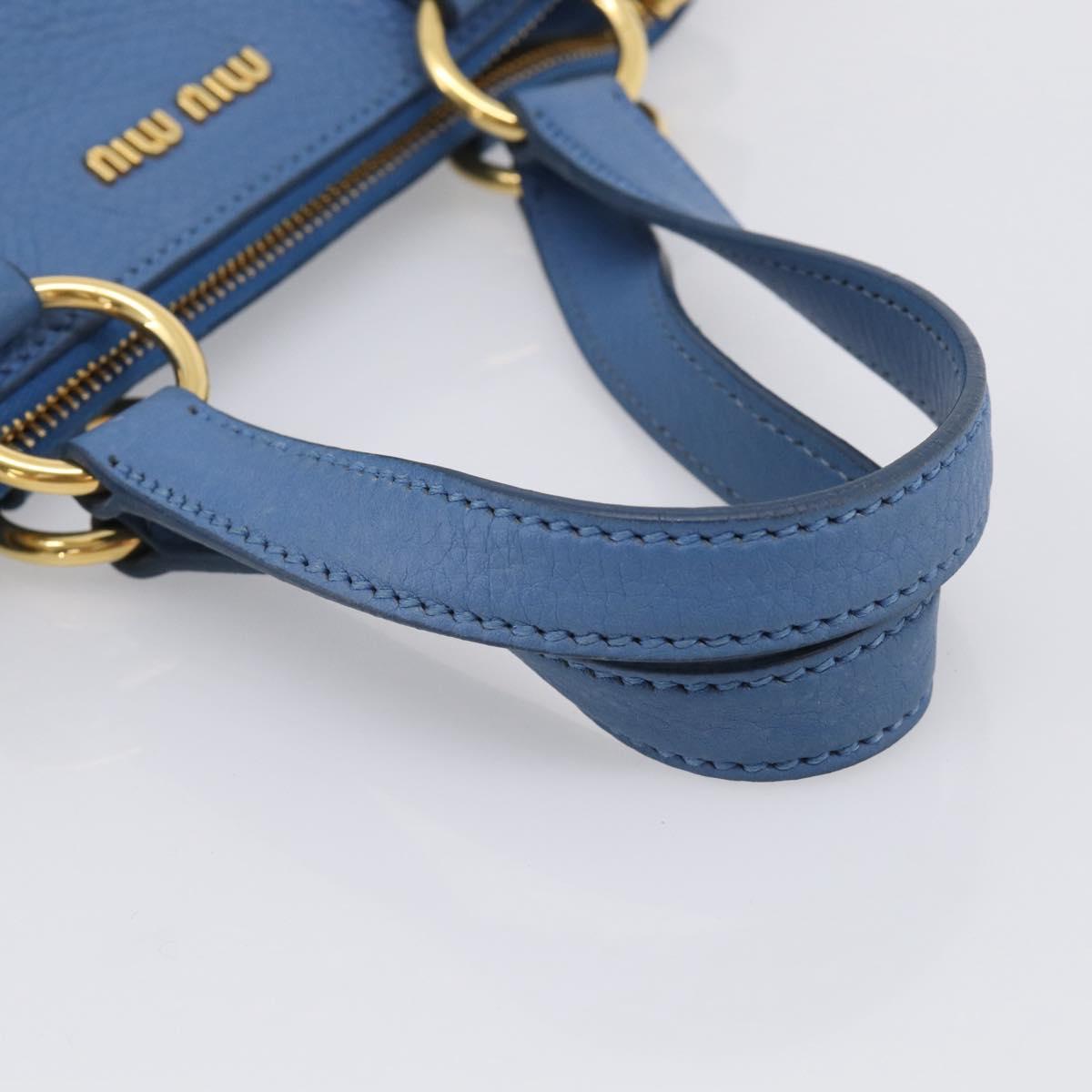 Miu Miu Tote Bag Leather Blue Gold Auth am12943V