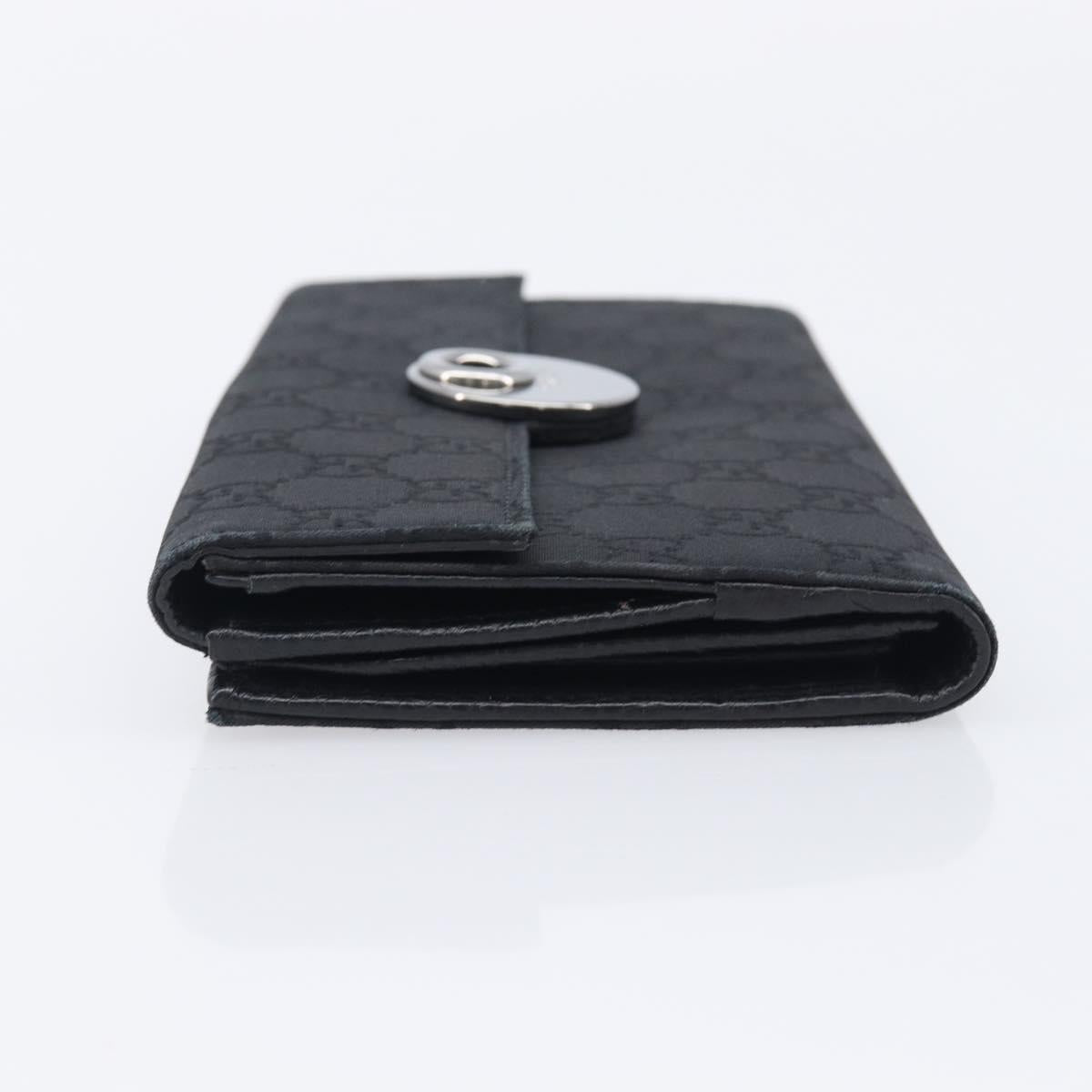 GUCCI GG Canvas Long Wallet Nylon Black Silver 231835 Auth am12944V