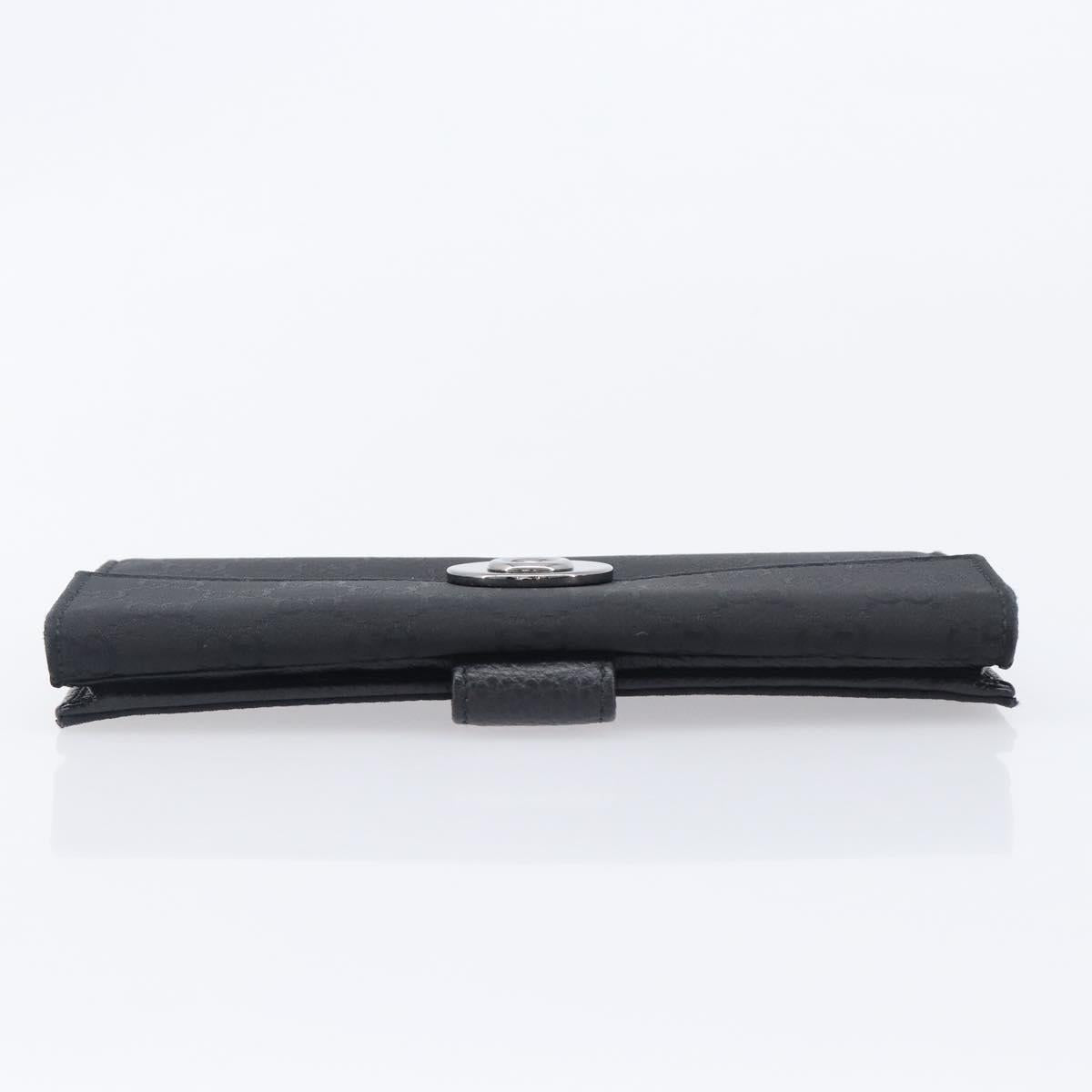 GUCCI GG Canvas Long Wallet Nylon Black Silver 231835 Auth am12944V